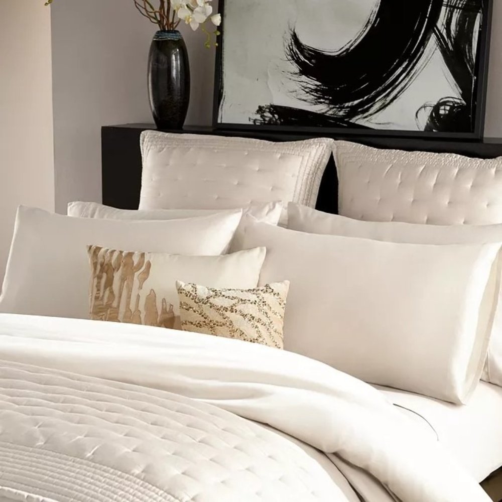 DONNA KARAN Silk Indulgence Duvet Cover Collection in Ivory Full / Queen - NEW - Picture 5 of 5
